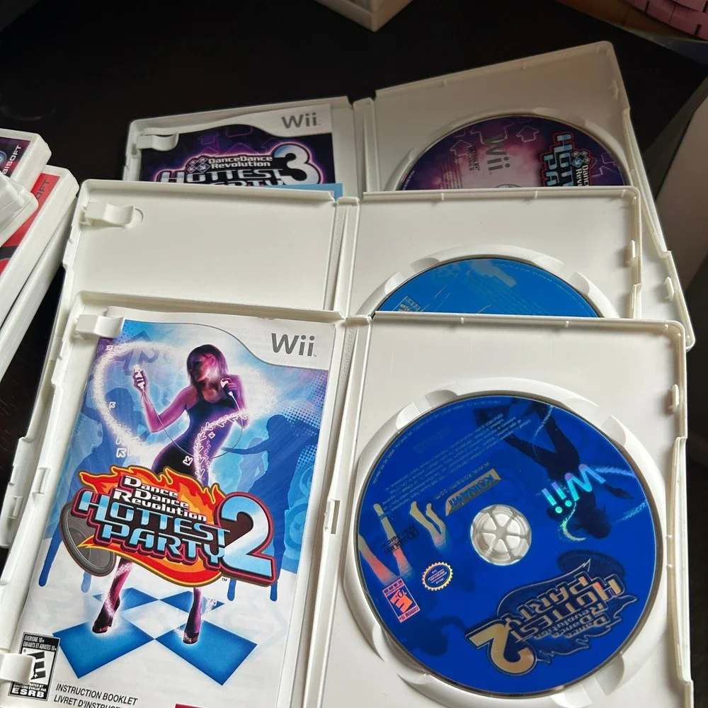 Nintendo Wii Dance Dance Revolution Hottest Party 1 2 3 Bundle Konami Games Lot